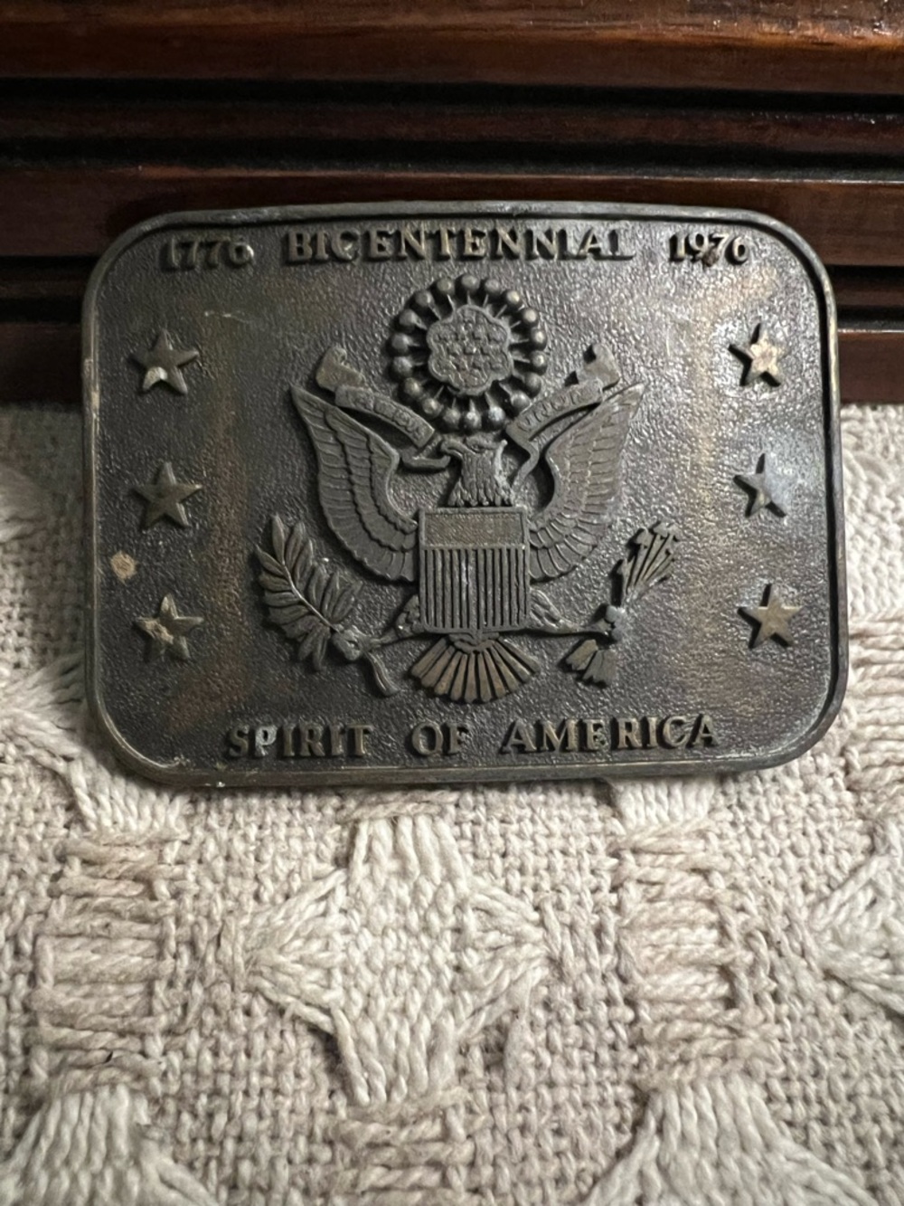 BERGAMONT BRASS WORKS Vintage 1976 Bicentennial "Spirit of America" Belt Buckle